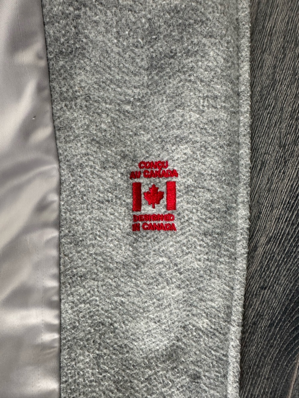 Le Chateau Grey Herringbone Asymmetrical Zip Hooded Jacket Long Chic Neutral Sm - Picture 12 of 14